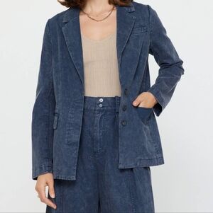 Current Air Vintage Indigo Blazer And Wide Leg Pants Set Size S